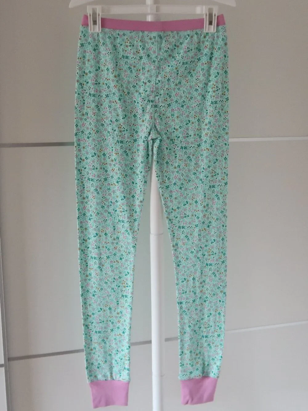 J. Crew Crewcuts Girls 14 Floral Cotton Pajama Set Mint Green Pink Long Sleeve